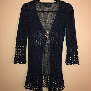 Navy Blue Crochet / Knit Sweater (made in Italy)